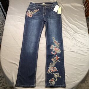 Reba McEntire Embroidered Jeans Size 10 Floral Stretch Denim Western Country NWT
